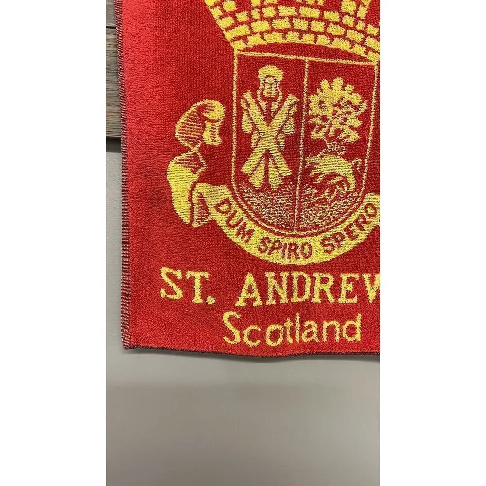Vintage St. Andrews Scotland Red The Old Course Golf Towel Red Yellow 17